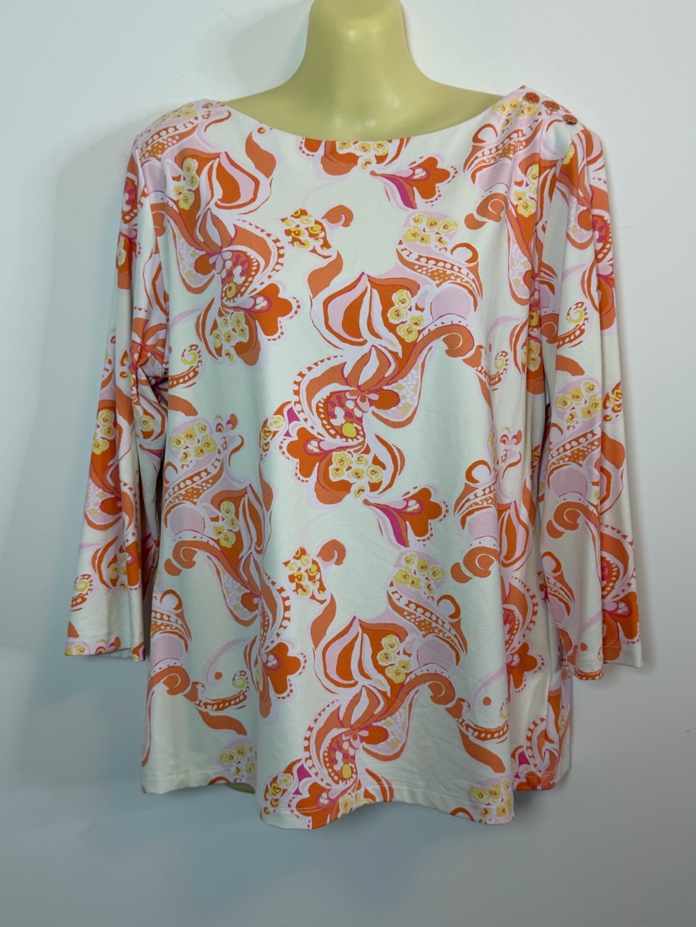 J. McLaughlin Boatneck Floral Swirl Top